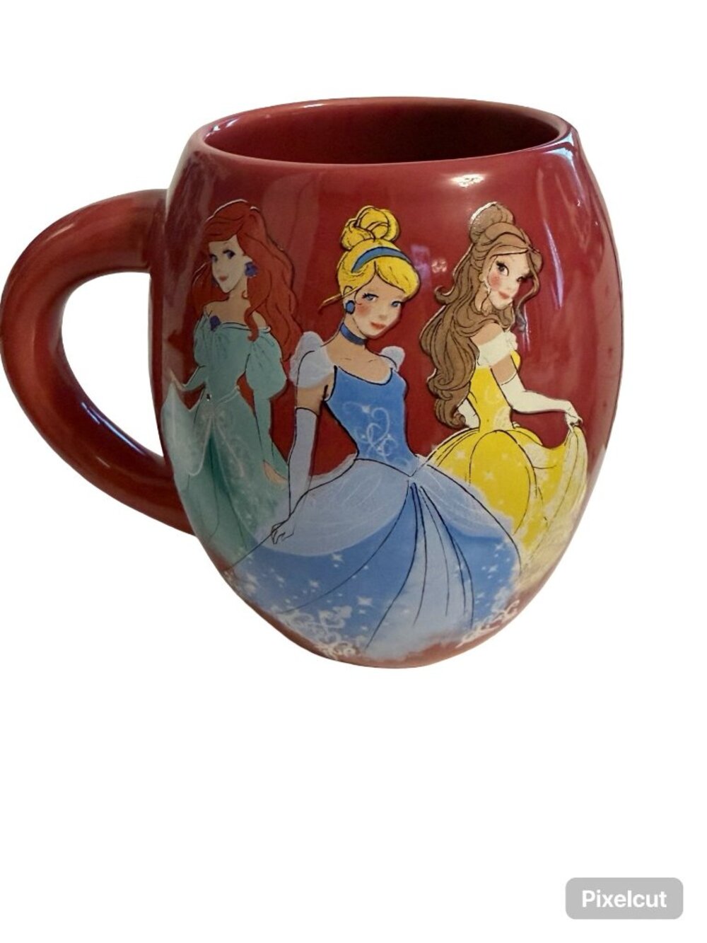 Disney Princess Ceramic Mug 18 oz Red Cinderella Belle Ariel Coffee Cup